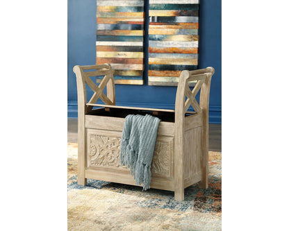 Signature Design by Ashley Accent Bench, Whitewash - Fossil Ridge