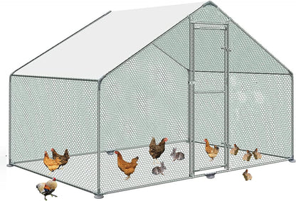 Metal Walk-In Chicken Run Cage With Cover, 10'L X 6.6'W X 6.56'H