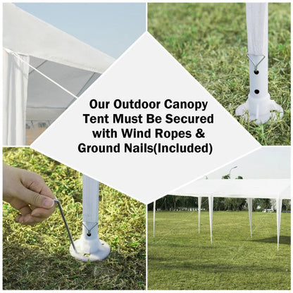 Outdoor Canopy Party Tent, 10 x 30 ft, 8 Removable Sidewalls, White