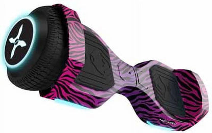Hover-1 Rebel Kids Hoverboard With LED Headlight, 6 mph Max Speed, 130 lbs Max Weight, 3 Miles Max Distance - Pink Zebra