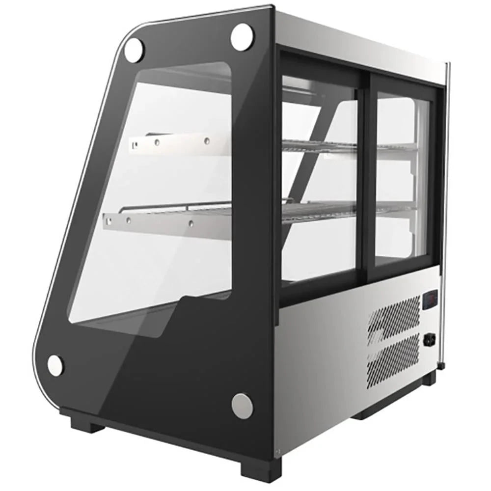 KoolMore 35 inch NSF Commercial Countertop Refrigerator Display Case, 5.6 Cu. Ft., Black And Stainless Steel - CDC-5C-BK