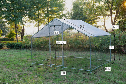 Phonjoroo Metal Chicken Coop With Run Cover, 10 ft L x 6.6 ft W x 6.6 ft H (79.2 in H x 79.2 in W x 120 in D)
