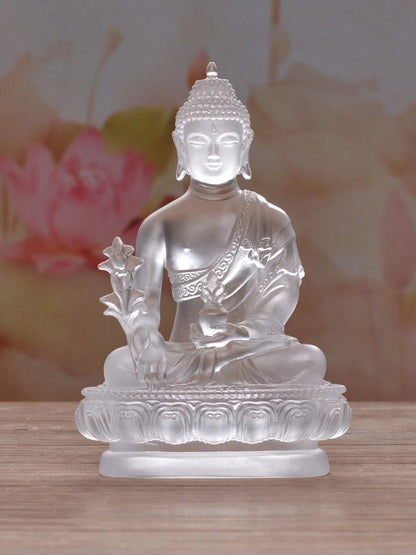 Liu Li Medicine Buddha Crystal Statue Ornament - 4 Inch