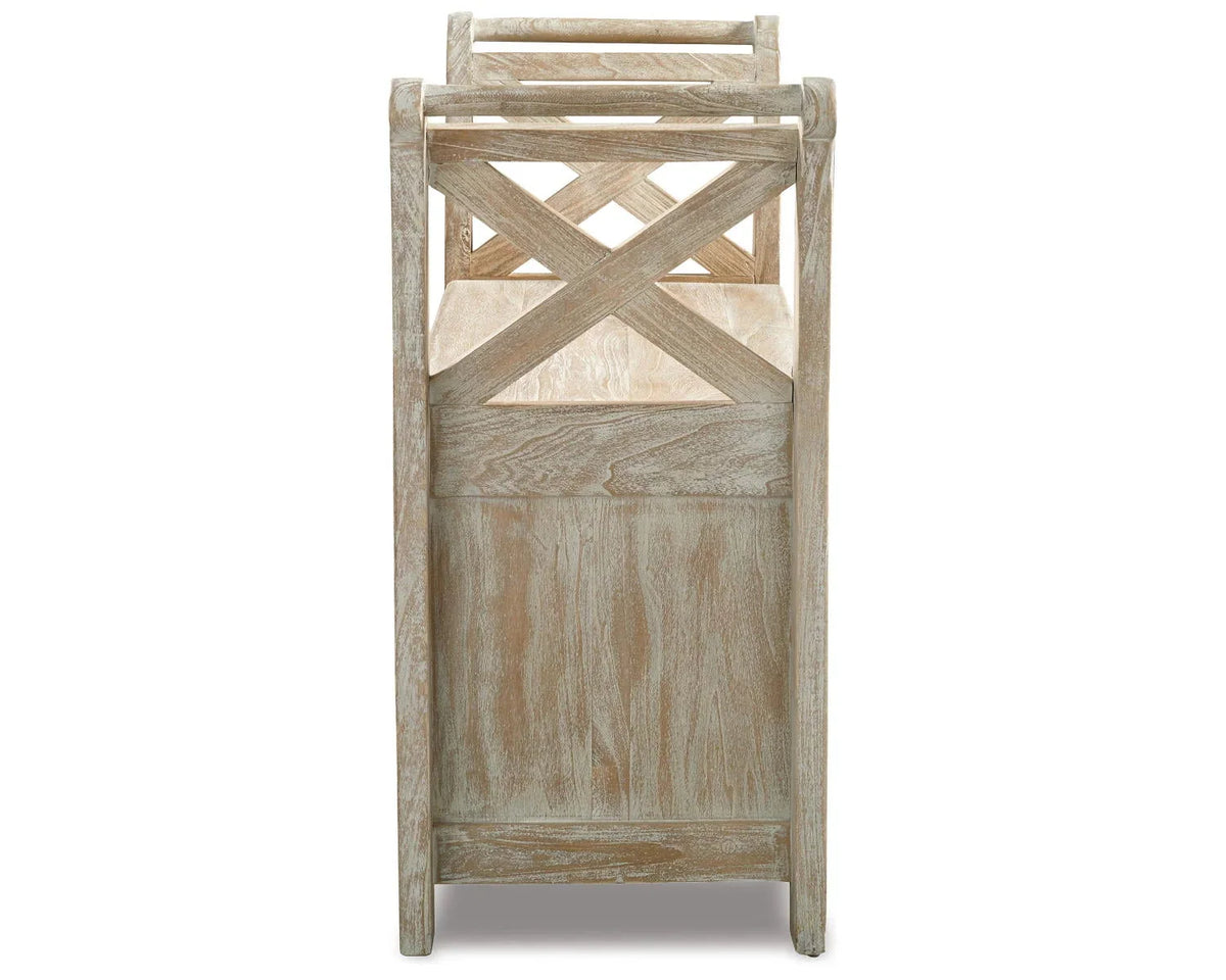 Signature Design by Ashley Accent Bench, Whitewash - Fossil Ridge
