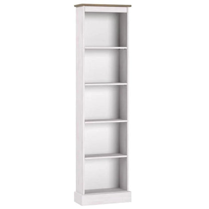 Tall Narrow Solid Pine Wood Bookcase With 5 Open Shelves