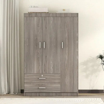 3-Door Wardrobe With 2 Drawers, Shelves And Hanging Rail