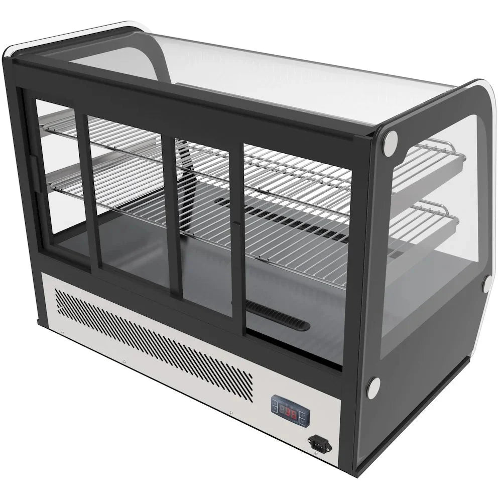 KoolMore 35 inch NSF Commercial Countertop Refrigerator Display Case, 5.6 Cu. Ft., Black And Stainless Steel - CDC-5C-BK