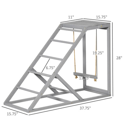PawHut Chicken Activity Play Center With Swing, Perches And Platform, Pastel Gray - D51-350V00GY
