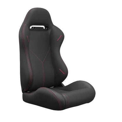2PC Universal Reclinable Bucket Racing Seats With Adjustor Slider - Red PVC Leather