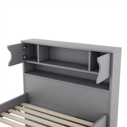 Twin/Full Captain Platform Bed With 4 Drawers And Storage Bookcase Headboard