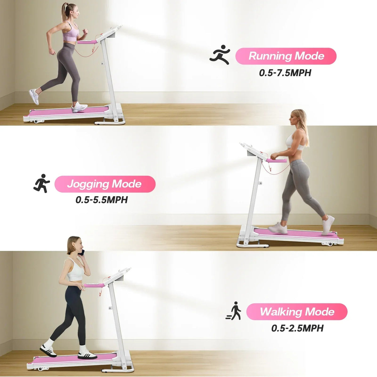 FYC Foldable Home Treadmill, 2.5 HP, 7.5 MPH, 40x14 in Running Belt