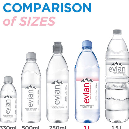 Evian Natural Spring Water 1L Bottles, 12 Pack