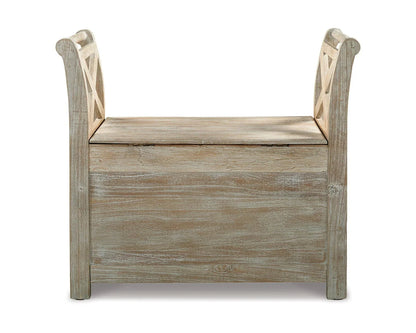 Signature Design by Ashley Accent Bench, Whitewash - Fossil Ridge