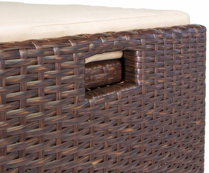 Barton Rattan Style Outdoor Storage Bench, 60-Gallon, Brown - With Seat Cushion