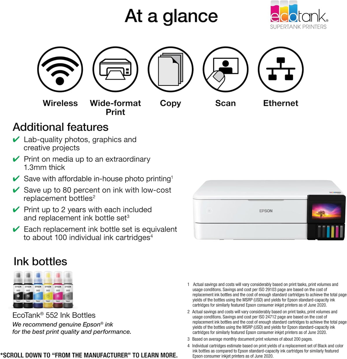Wireless Wide-Format All-In-One Ink Tank Color Printer With Scanner And Copier