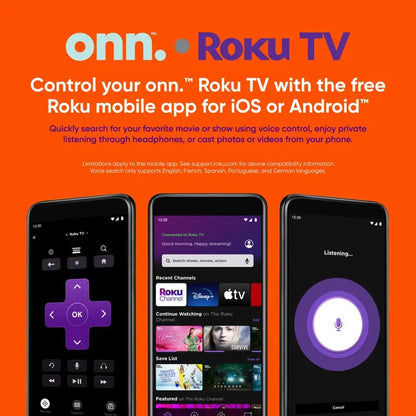 onn. 50 inch Class 4K UHD LED Roku Smart TV - 2160p